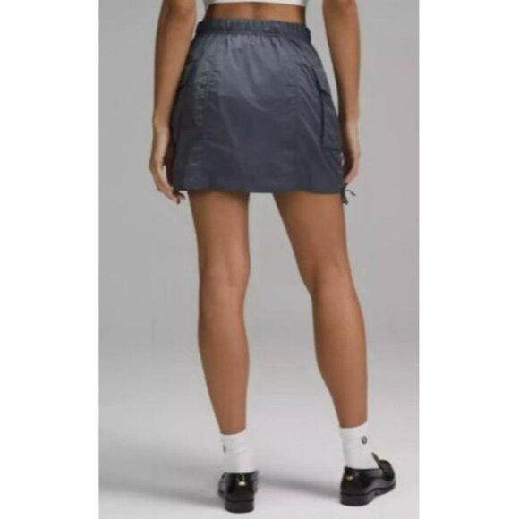 Lululemon Nylon Cargo Mini Skirt Oil Grey‎ Blue Size Large NWT $98 NEW LW8AKES - Picture 4 of 6